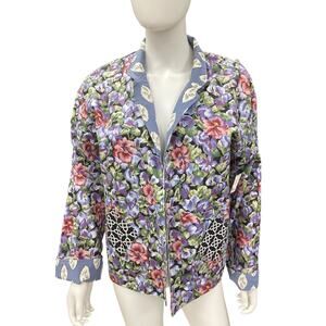 NWOT Artisan Jacket Women’s Size XL Reversible Flower Pattern Leaves Pattern